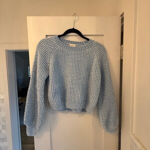 Altar'd State Light Blue Chunky Knit Cropped Sweater
